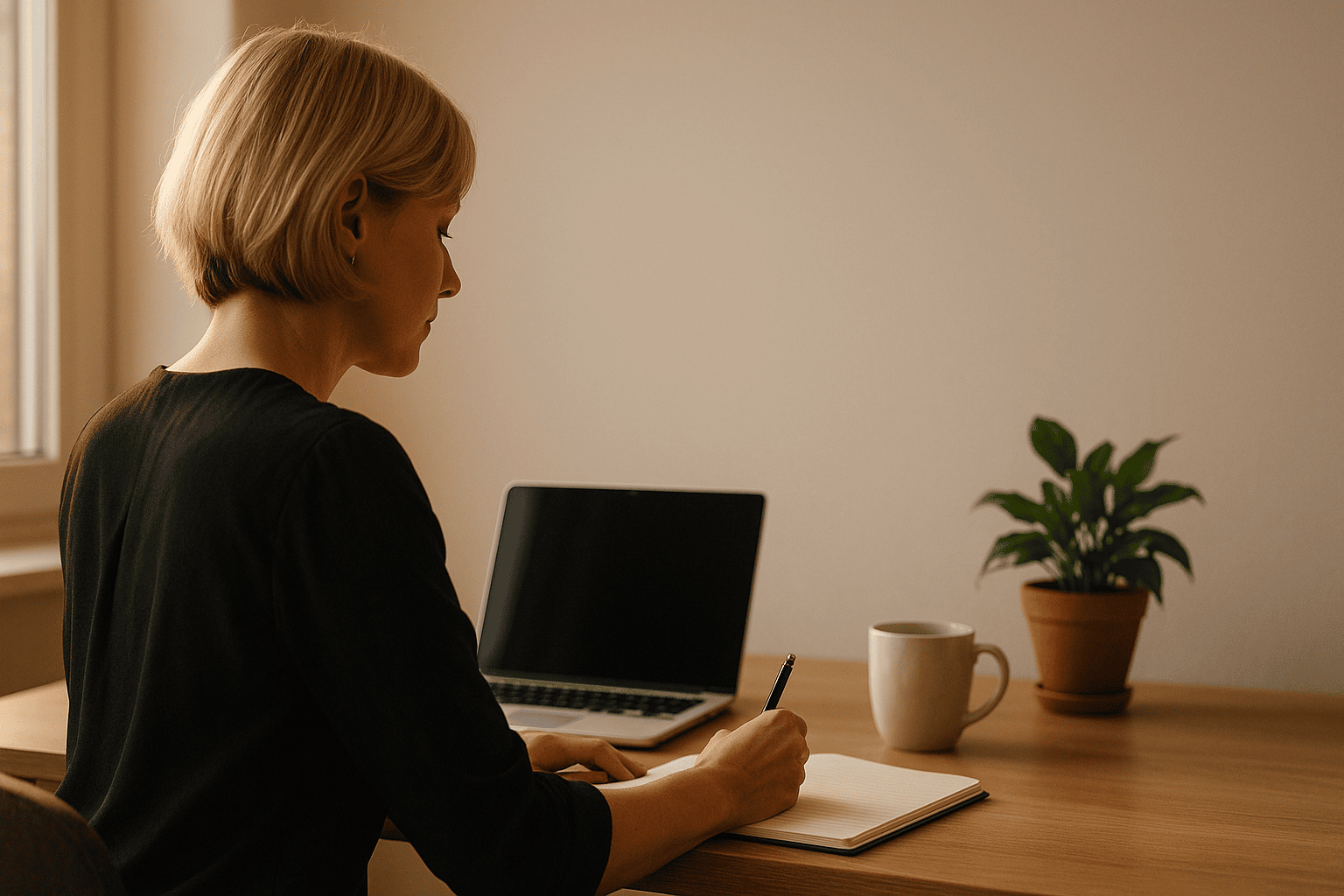 Authentizität für Coaches sitzt am Schreibtisch